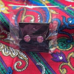 Elegant Pink and Purple Stud Earrings